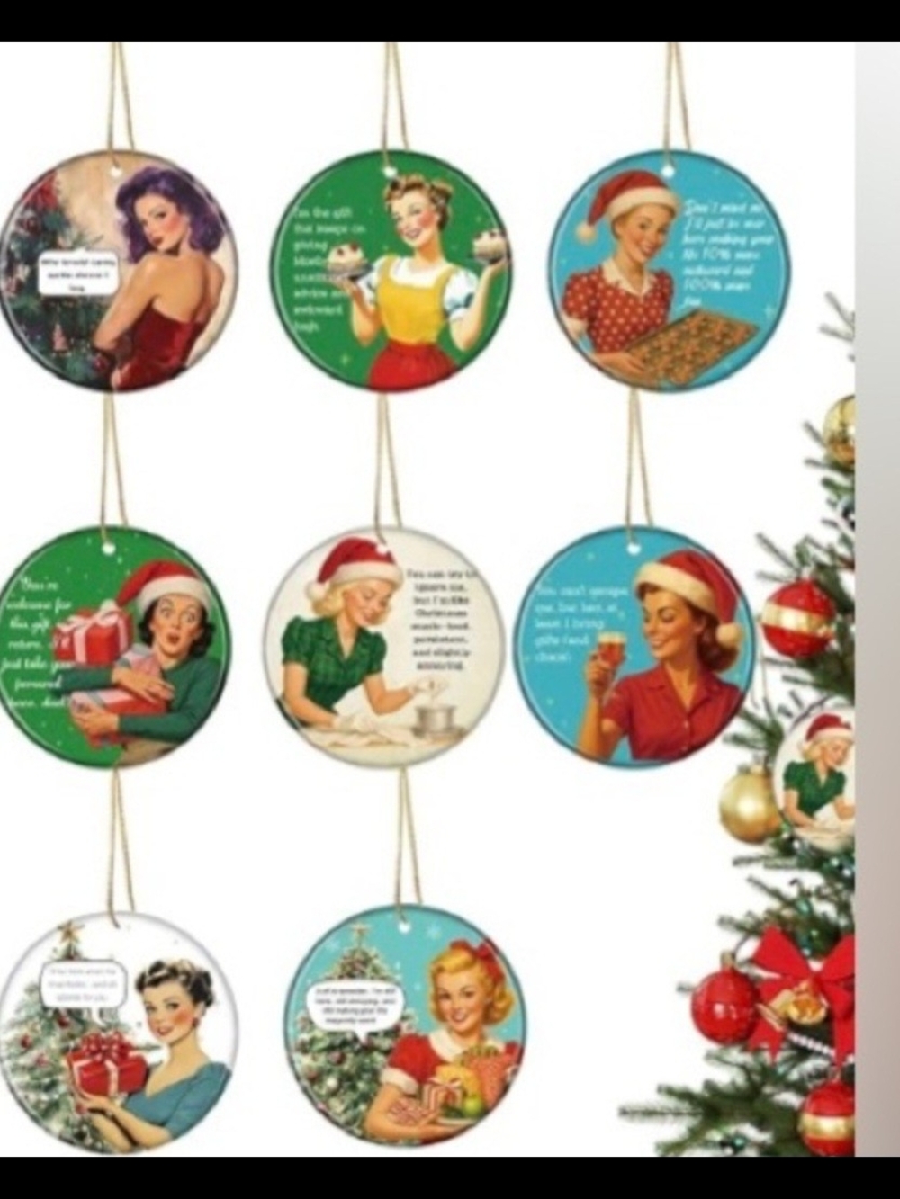 8 Vintage Holiday Retro Pin-Up Girls Ornaments - Picture 6 of 6